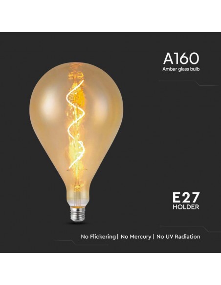 23166-Lampadina LED E  A Filamento a Spirale con Vetro Ambrato -5