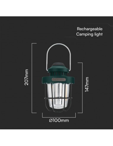 23337-Lampada LED Lanterna da Campeggio  SMD   Filamento Ricaricabile con USB C Dimmerabile IP Colore Verde -3