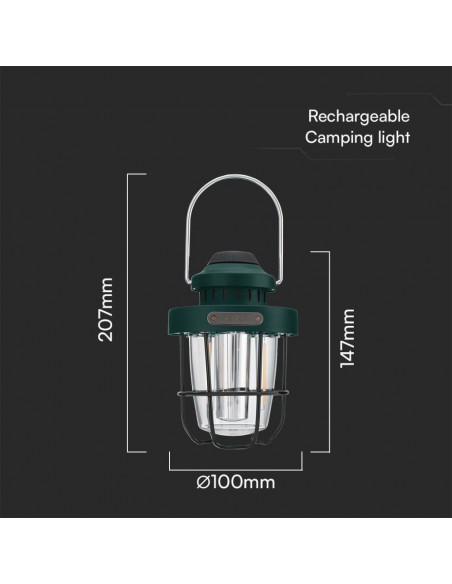 23337-Lampada LED Lanterna da Campeggio  SMD   Filamento Ricaricabile con USB C Dimmerabile IP Colore Verde -3