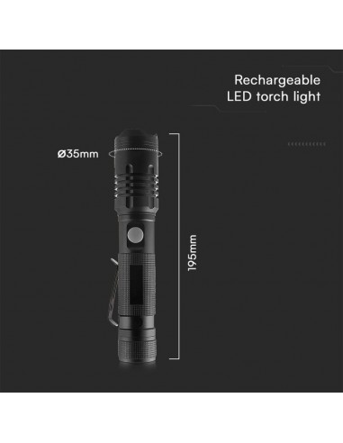 23338-Torcia LED  con Batteria Ricaricabile USB C LM/W IP-2