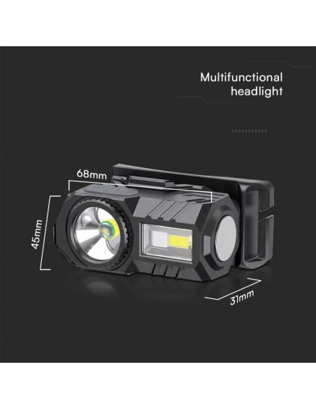 23339-Torcia LED Frontale  SMDRGB lm con Cintura in Silicone e Batteria Ricaricabile USB C IP-3