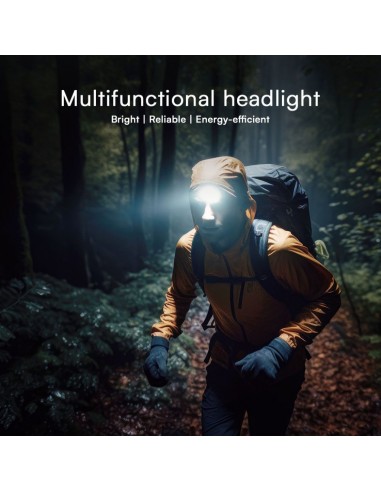 23339-Torcia LED Frontale  SMDRGB lm con Cintura in Silicone e Batteria Ricaricabile USB C IP-4