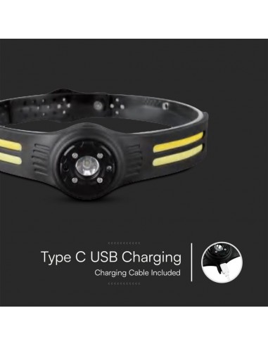 23340-Torcia LED Frontale  SMD COB lm con Cintura in Silicone e Batteria Ricaricabile USB C IP-6