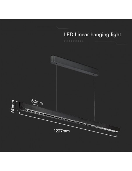 23341-Plafoniera LED Chip Samsung a Sospensione  Lineare Colore Nero  in-2