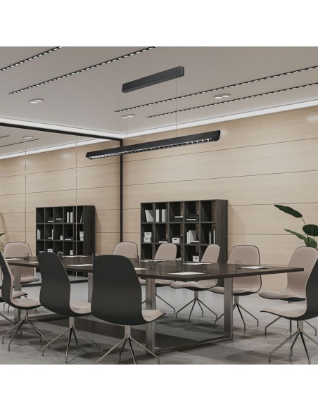 23341-Plafoniera LED Chip Samsung a Sospensione  Lineare Colore Nero  in-3