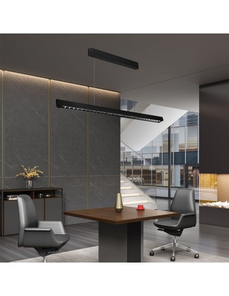 23341-Plafoniera LED Chip Samsung a Sospensione  Lineare Colore Nero  in-5