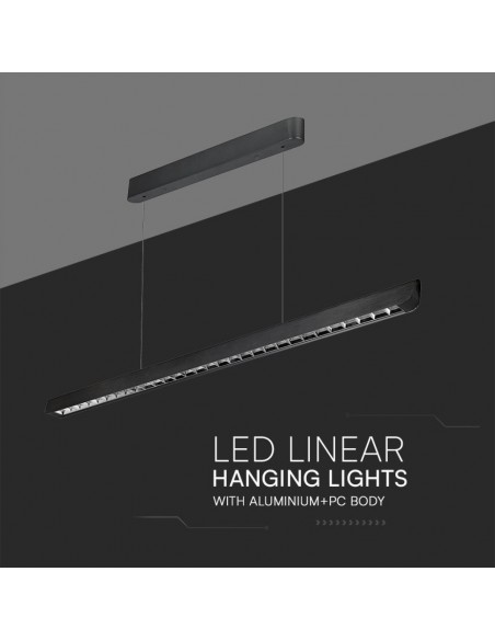 Plafoniera LED Chip Samsung a Sospensione 36W Lineare Nero 1227*50*60mm 3in1