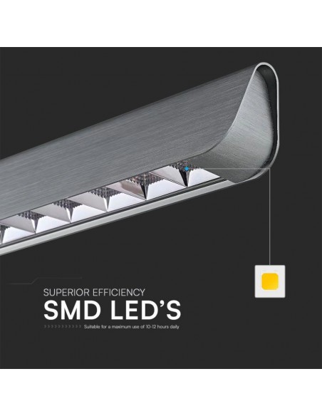 23343-Plafoniera LED Chip Samsung a Sospensione  Lineare Colore Grigio opaco  in-6