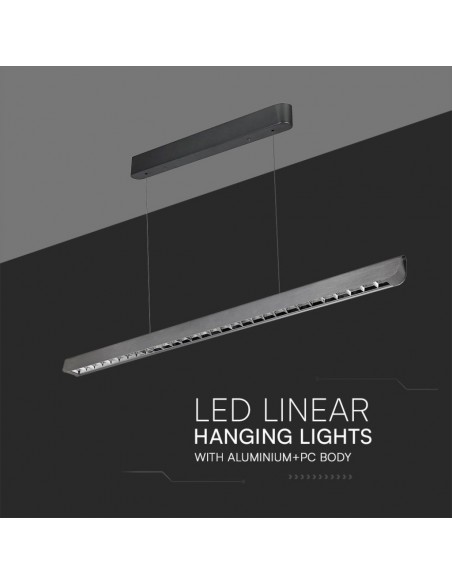 Plafoniera LED Chip Samsung a Sospensione 36W Lineare Grigio opaco 1227*50*60mm 3in1