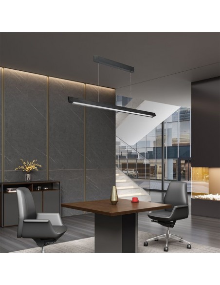 23345-Plafoniera LED Chip Samsung a Sospensione  Lineare Colore Nero  in-5