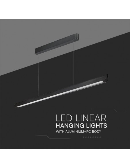 Plafoniera LED Chip Samsung a Sospensione 36W Lineare Nero 1227*50*60mm 3in1