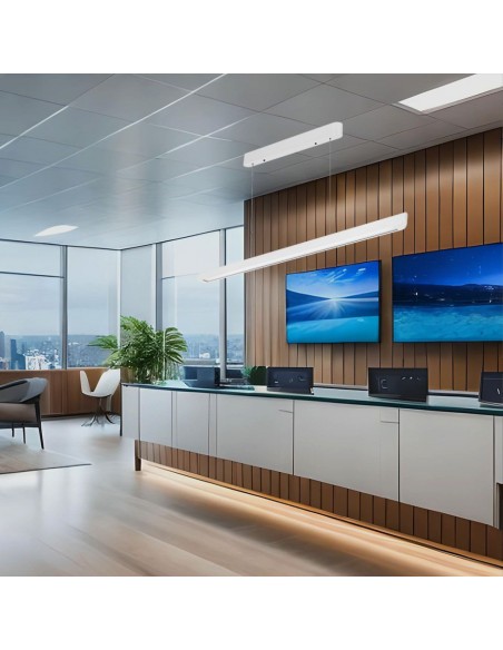 23346-Plafoniera LED Chip Samsung a Sospensione  Lineare Colore Bianco  in-3