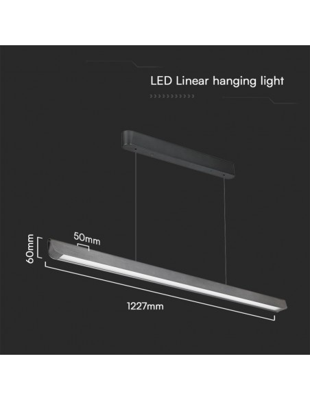 23347-Plafoniera LED Chip Samsung a Sospensione  Lineare Colore Grigio opaco  in-2