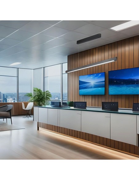 23347-Plafoniera LED Chip Samsung a Sospensione  Lineare Colore Grigio opaco  in-3