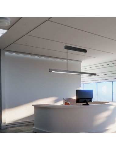 23347-Plafoniera LED Chip Samsung a Sospensione  Lineare Colore Grigio opaco  in-5