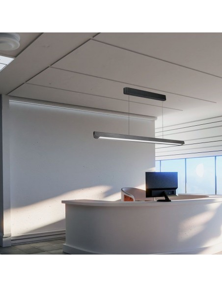 23347-Plafoniera LED Chip Samsung a Sospensione  Lineare Colore Grigio opaco  in-5