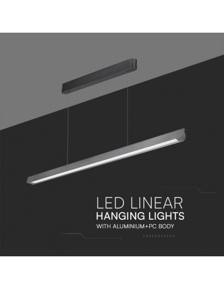 Plafoniera LED Chip Samsung a Sospensione 36W Lineare Grigio opaco 1227*50*60mm 3in1