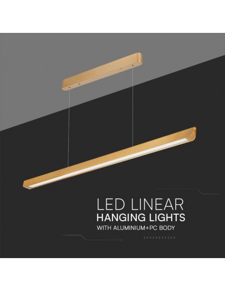 Plafoniera LED Chip Samsung a Sospensione 36W Lineare Oro opaco 1227*50*60mm 3in1