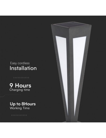 23350-Piantana Solare LED da Giardino  cm con Telecomando Colore Nero  -6