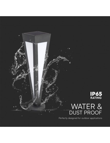 Piantana Solare LED da Giardino 2W 635cm con Telecomando Nero 3000K IP65