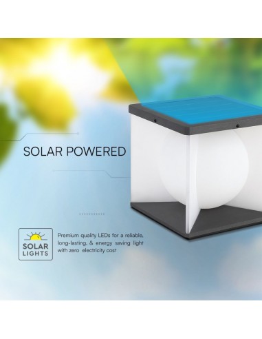 23351-Lampada LED da Giardino a Cubo con Pannello solare e Telecomando    -4