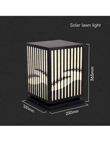 23353-Lampada LED Decorativa con Pannello Solare e Portalampada E Corpo Nero  -3