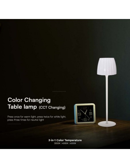 Lampada LED da Tavolo 2.7W 105*340mm Bianco ricaricabile con USB C Touch Dimmerabile 3in1