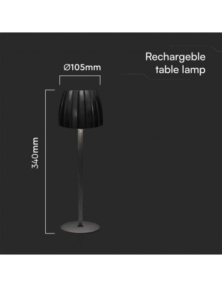 23356-Lampada LED da Tavolo  xmm Colore Nero ricaricabile con USB C Touch Dimmerabile in-3