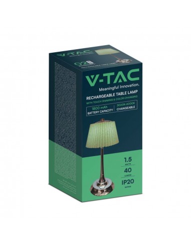 23357-Lampada LED da Tavolo  con Batteria Ricaricabile USB C Colore Verde Cromato Touch Dimmerabile in-2