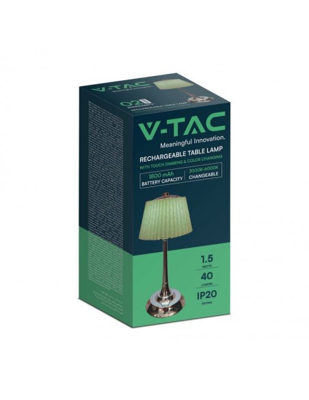 23357-Lampada LED da Tavolo  con Batteria Ricaricabile USB C Colore Verde Cromato Touch Dimmerabile in-2