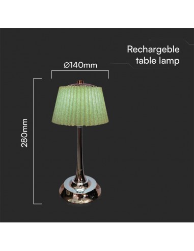 23357-Lampada LED da Tavolo  con Batteria Ricaricabile USB C Colore Verde Cromato Touch Dimmerabile in-3