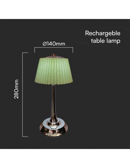 23357-Lampada LED da Tavolo  con Batteria Ricaricabile USB C Colore Verde Cromato Touch Dimmerabile in-3