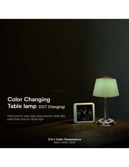Lampada LED da Tavolo 1.5W con Batteria Ricaricabile USB C Verde Cromato Touch Dimmerabile 3in1