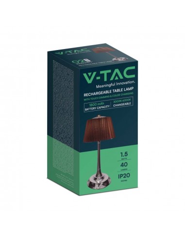 23358-Lampada LED da Tavolo  con Batteria Ricaricabile USB C Colore Marrone Cromato Touch Dimmerabile in-2