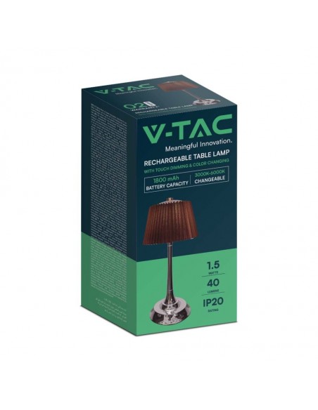 23358-Lampada LED da Tavolo  con Batteria Ricaricabile USB C Colore Marrone Cromato Touch Dimmerabile in-2