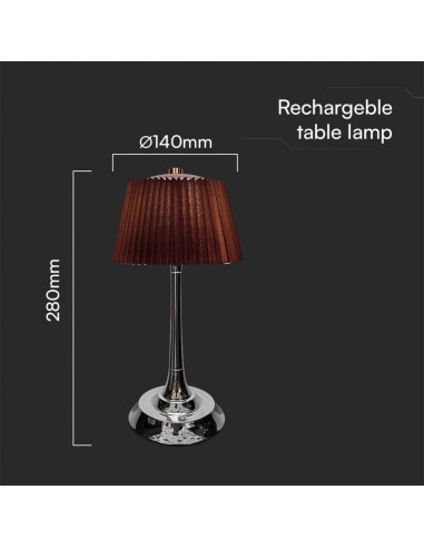 23358-Lampada LED da Tavolo  con Batteria Ricaricabile USB C Colore Marrone Cromato Touch Dimmerabile in-3