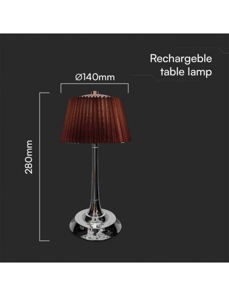 23358-Lampada LED da Tavolo  con Batteria Ricaricabile USB C Colore Marrone Cromato Touch Dimmerabile in-3