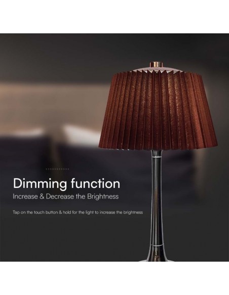 23358-Lampada LED da Tavolo  con Batteria Ricaricabile USB C Colore Marrone Cromato Touch Dimmerabile in-7