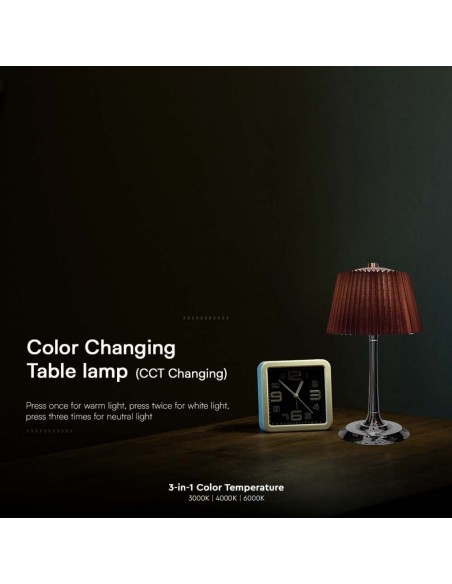 Lampada LED da Tavolo 1.5W con Batteria Ricaricabile USB C Marrone Cromato Touch Dimmerabile 3in1