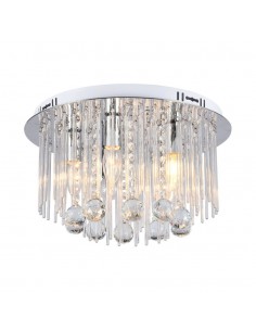 23359-Lampadario LED a Plafone dal Design in Cristalli con Portalampade Ex Max  Colore Argento HxDmm-1