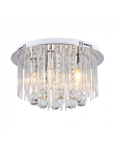 23359-Lampadario LED a Plafone dal Design in Cristalli con Portalampade Ex Max  Colore Argento HxDmm-1