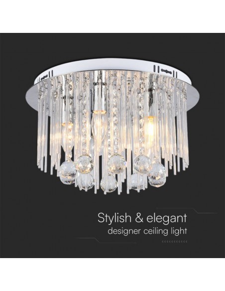 23359-Lampadario LED a Plafone dal Design in Cristalli con Portalampade Ex Max  Colore Argento HxDmm-4