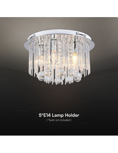 23359-Lampadario LED a Plafone dal Design in Cristalli con Portalampade Ex Max  Colore Argento HxDmm-5