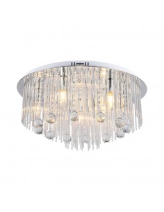 23360-Lampadario LED a Plafone dal Design in Cristalli con Portalampade Ex Max  Colore Argento HxDmm-1