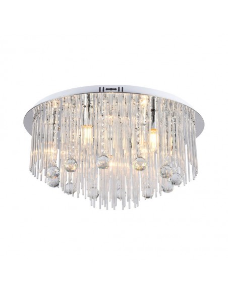 23360-Lampadario LED a Plafone dal Design in Cristalli con Portalampade Ex Max  Colore Argento HxDmm-1