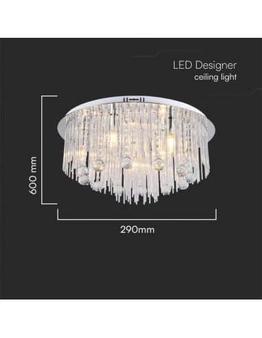 23360-Lampadario LED a Plafone dal Design in Cristalli con Portalampade Ex Max  Colore Argento HxDmm-2