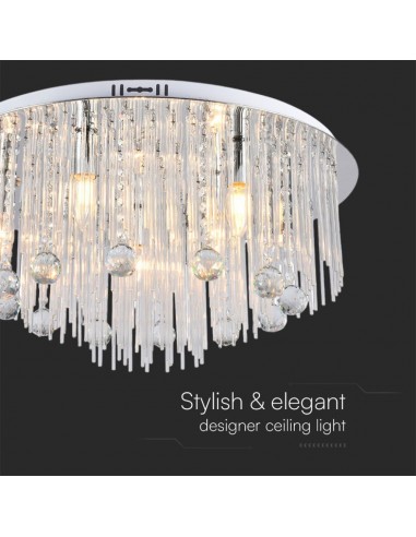 23360-Lampadario LED a Plafone dal Design in Cristalli con Portalampade Ex Max  Colore Argento HxDmm-4