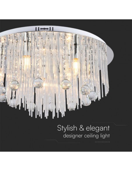 23360-Lampadario LED a Plafone dal Design in Cristalli con Portalampade Ex Max  Colore Argento HxDmm-4