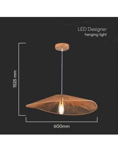 23361-Lampadario LED a Sospensione dal Design Moderno con Legno Intrecciato e Portalampade Ex Max  DxHmm-1 2