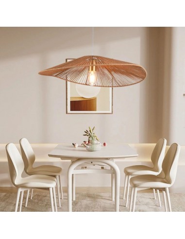 23361-Lampadario LED a Sospensione dal Design Moderno con Legno Intrecciato e Portalampade Ex Max  DxHmm-3